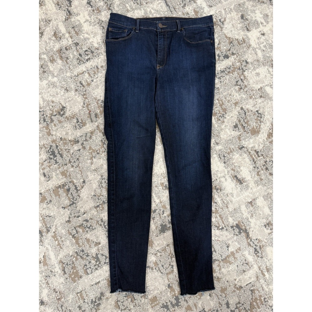 Mott & Bow Women's High Rise Skinny Dark Wash Jeans 33x30 Distressed Stretch